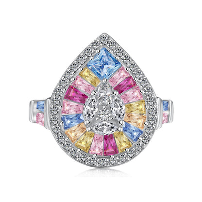 [Love Aura]Elegant Colorful Water Drop Shape Banquet Ring