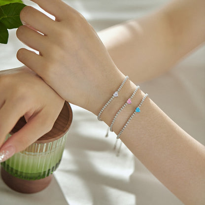 [Love Aura]0.5 Carat Elegant Romantic Heart Shape Lover Bracelet