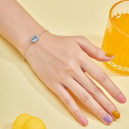 [Love Aura]2.0 Carat Sparkling Colorful Emerald Cut Daily Bracelet