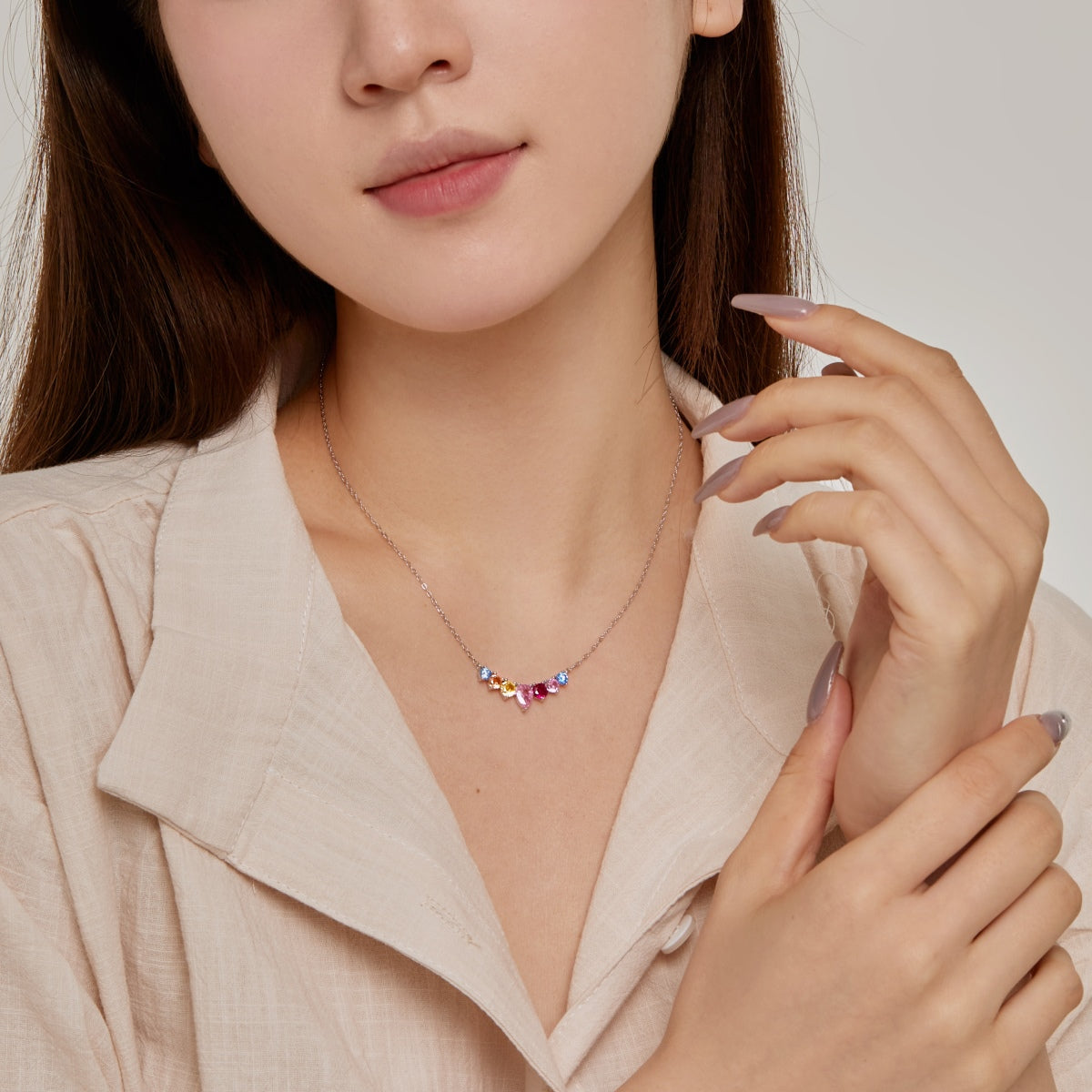 [Love Aura]Dainty Colorful Heart Necklace