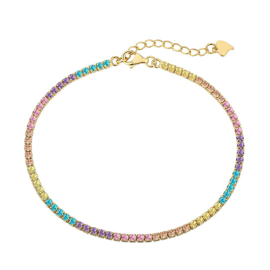 [Love Aura]Dazzling Colorful Round Cut Daily Bracelet