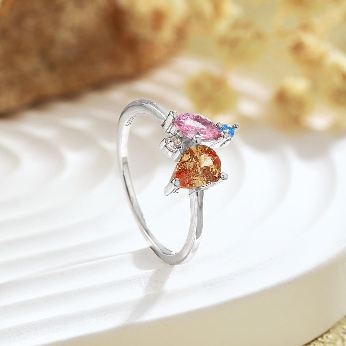 [Love Aura]Radiant Colorful Multi Cut Daily Ring