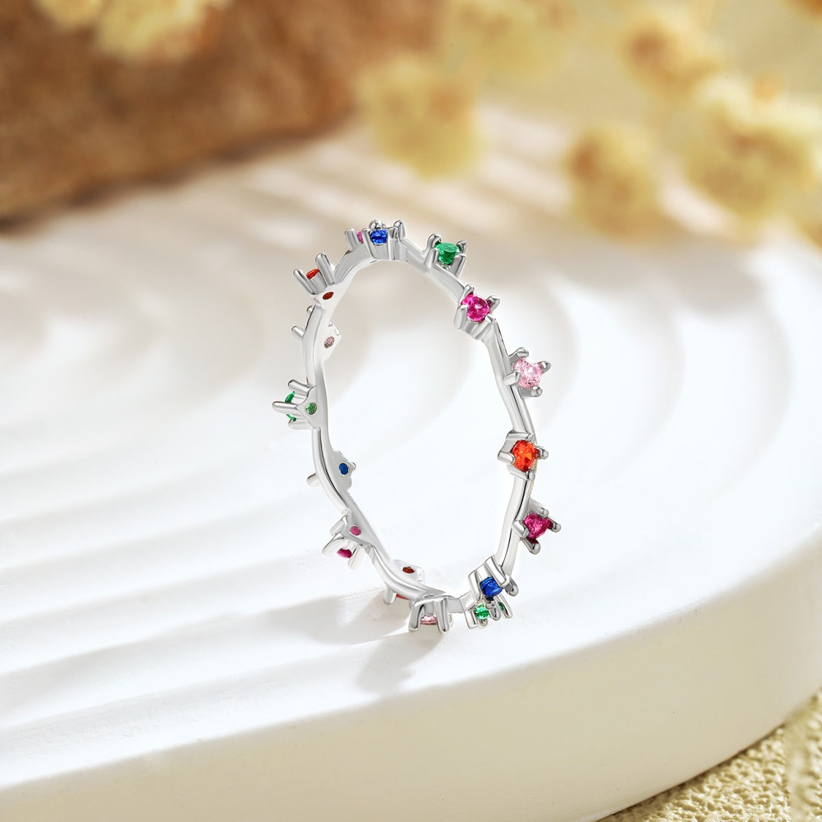 [Love Aura]Radiant Colorful Round Cut Daily Ring
