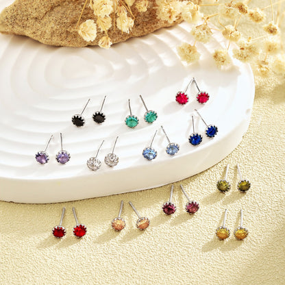 [Love Aura]Sparkling Colorful Round Shape Earrings