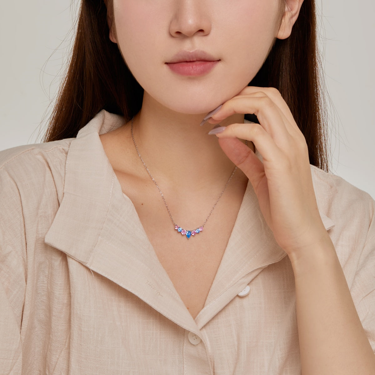 [Love Aura]Dainty Colorful Heart Necklace