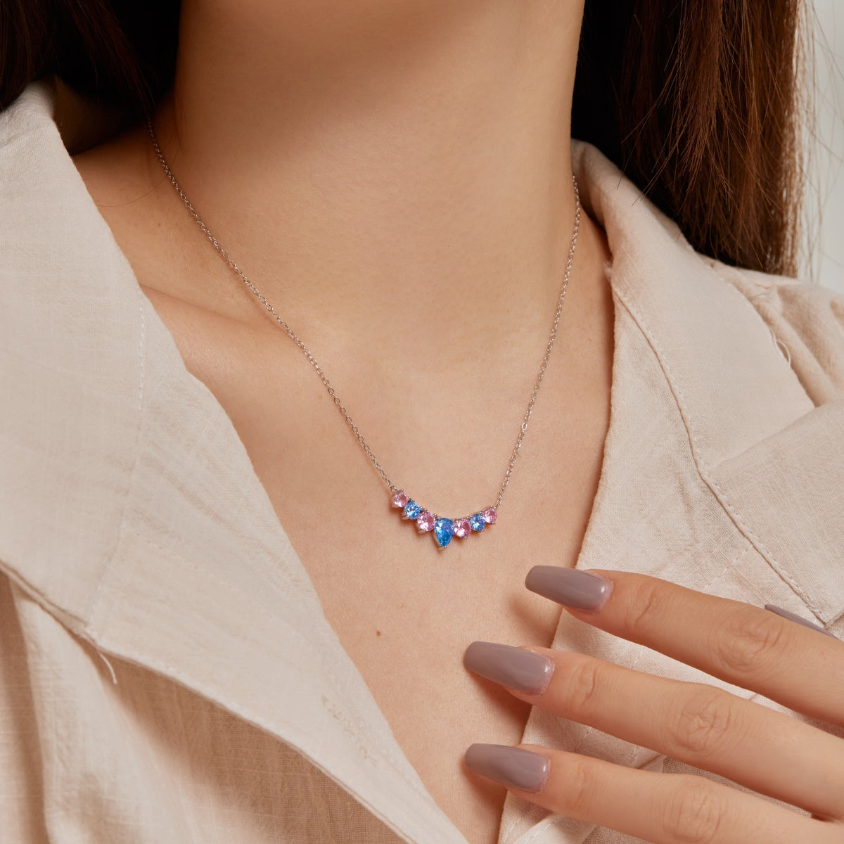 [Love Aura]Dainty Colorful Heart Necklace