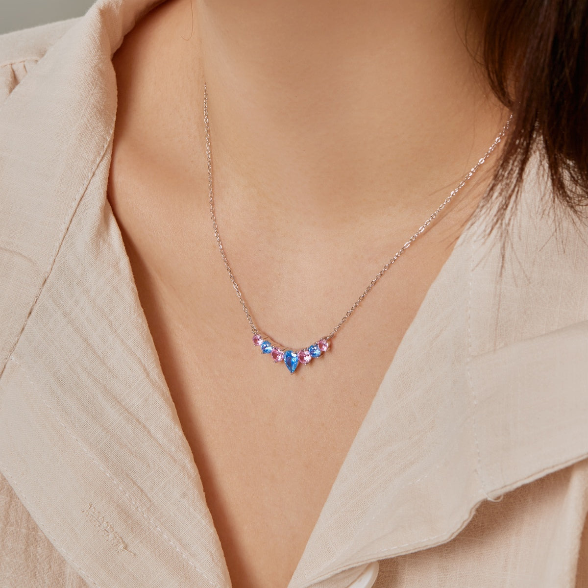 [Love Aura]Dainty Colorful Heart Necklace