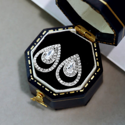 [Love Aura]Sparkling Delicate Water Drop Shape Daily Earrings