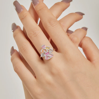 [Love Aura]Sparkling Colorful Water Drop Shape Daily Ring