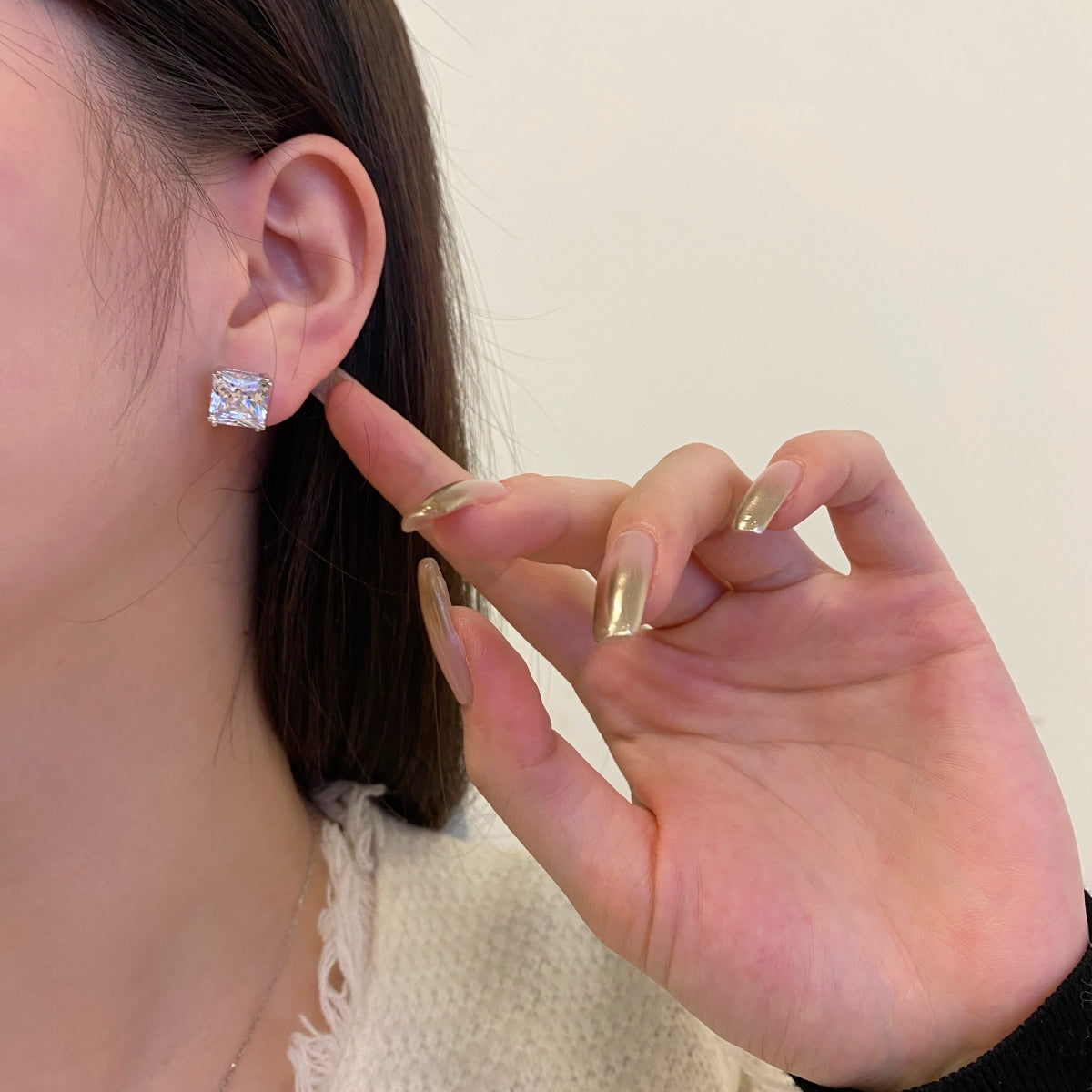 [Love Aura]Delicate Square Shape Earrings