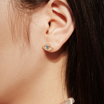 [Love Aura]Blue Devil Eyes Hollow Stud Earrings