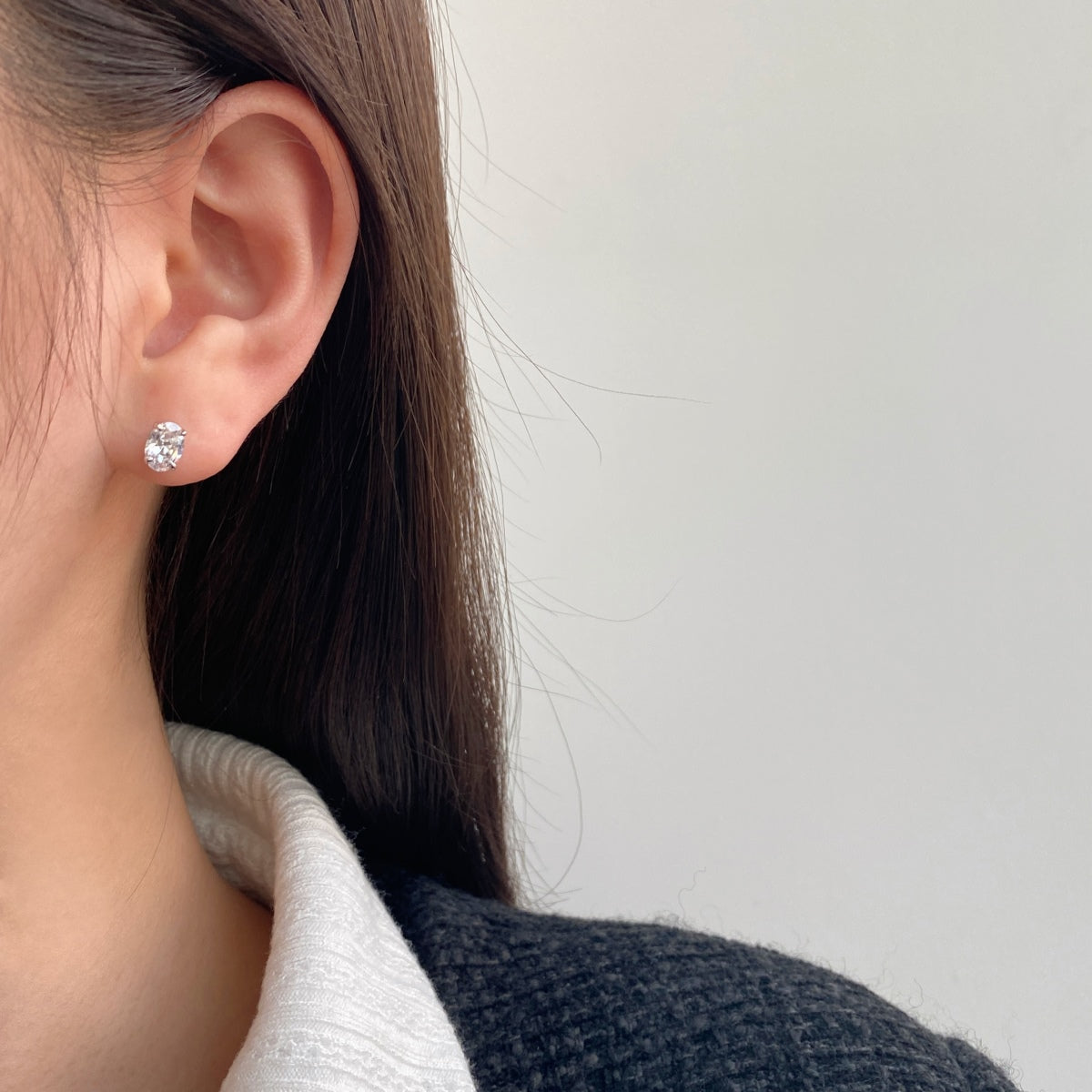 [Love Aura]Oval Classic Dignified Elegant Earrings