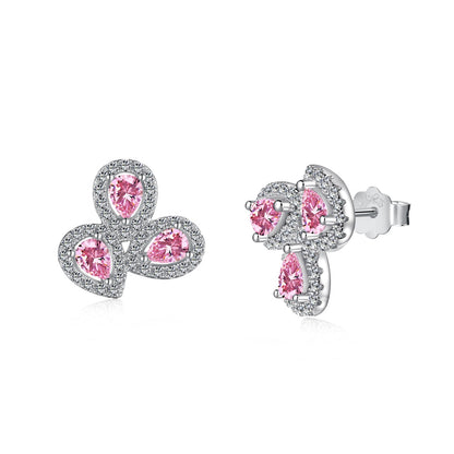 [Love Aura]Ornate Flower Shape Pear Cut Lover Earrings