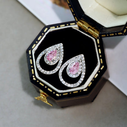 [Love Aura]Sparkling Delicate Water Drop Shape Daily Earrings