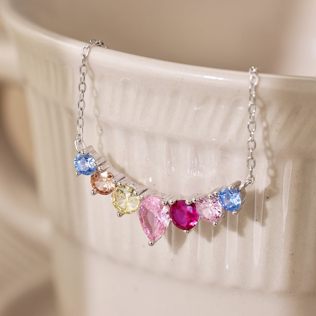 [Love Aura]Dainty Colorful Heart Necklace
