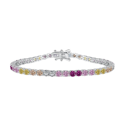[Love Aura]Radiant Colorful Round Cut Tennis Bracelet