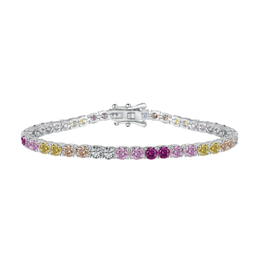 [Love Aura]Radiant Colorful Round Cut Tennis Bracelet