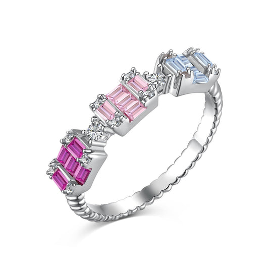 [Love Aura]Unique Colorful Emerald Cut Party Ring