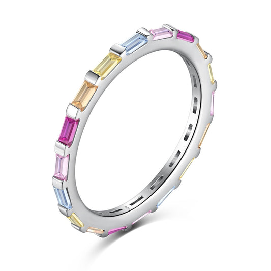 [Love Aura]Exquisite Multicolored Emerald Cut Daily Ring