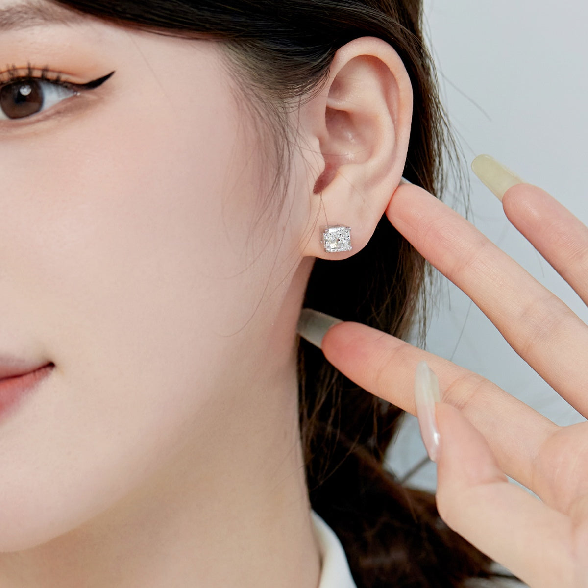 [Love Aura]1.0 Carat Radiant Princess Cut Wedding Earrings