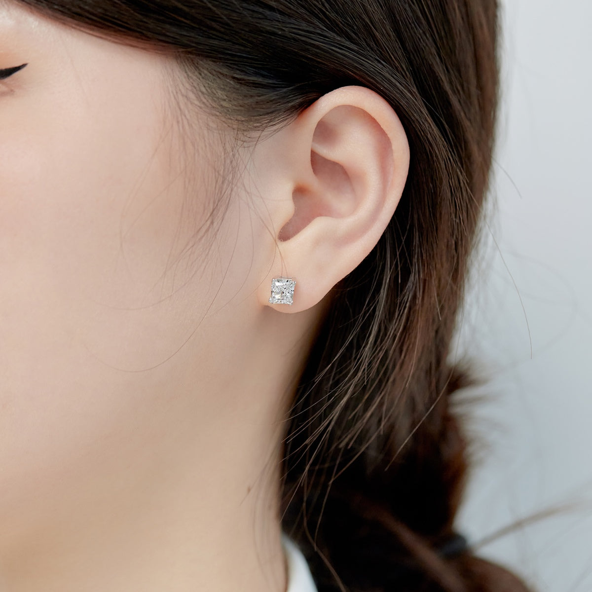 [Love Aura]1.0 Carat Radiant Princess Cut Wedding Earrings