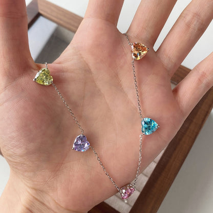[Love Aura]Sparkling Colorful Heart Cut Necklace