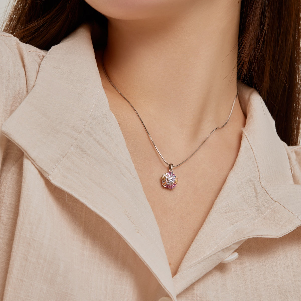 [Love Aura]Charming Flower Colorful Necklace