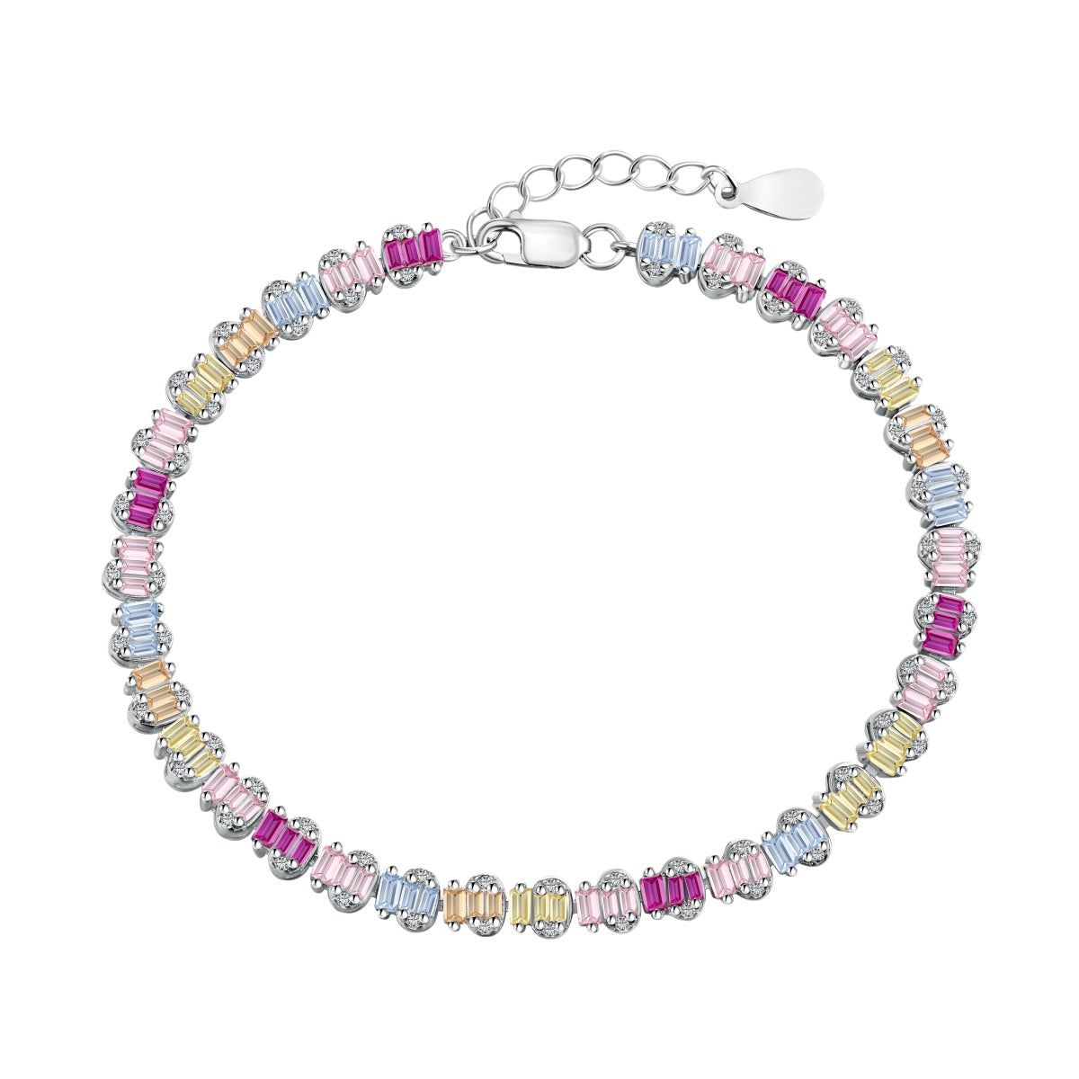 [Love Aura]Delicate Colorful Emerald Cut Party Bracelet