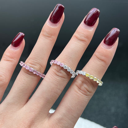 [Love Aura]Sparkling Round Cut Tennis Ring