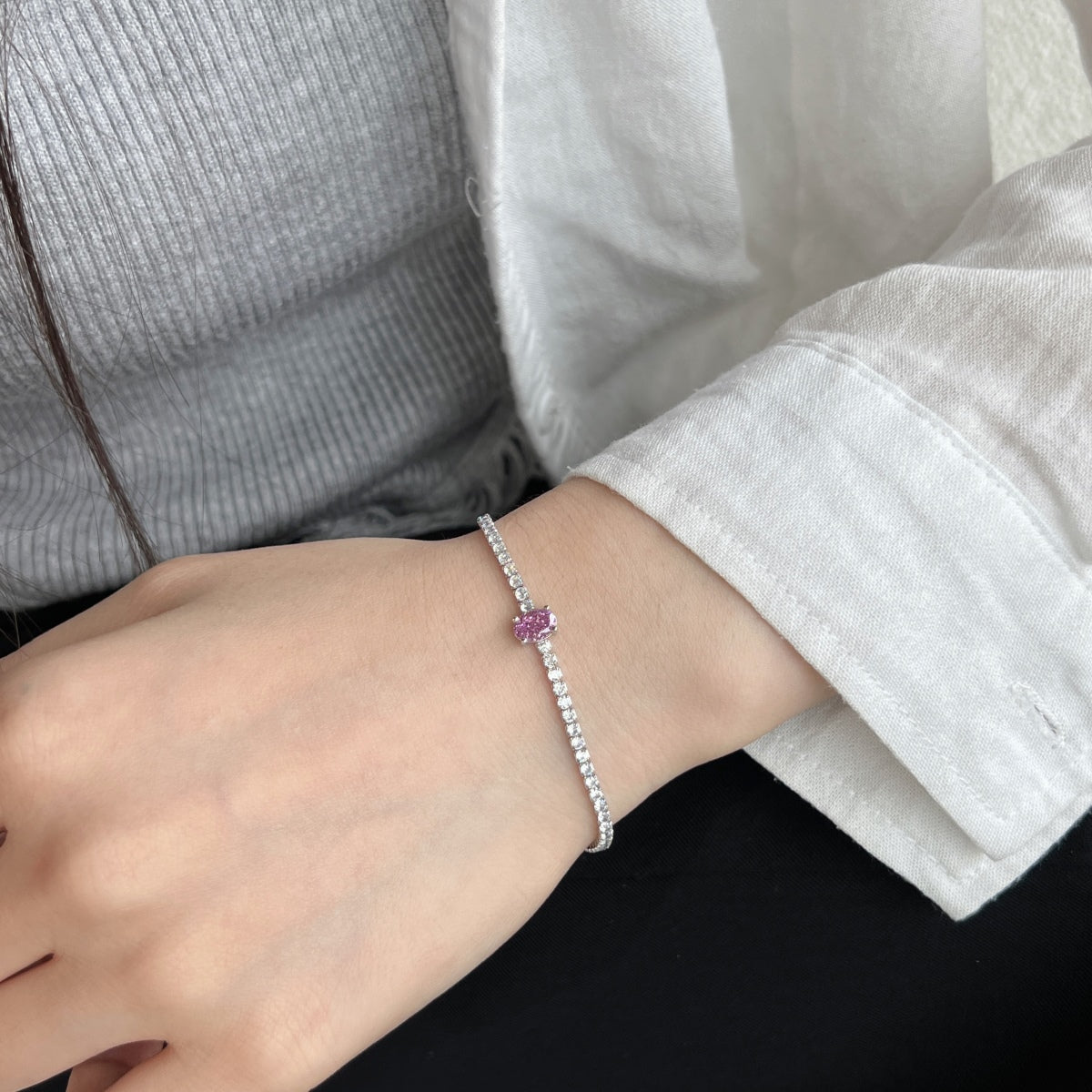 [Love Aura]0.75 Carat Exquisite Oval Cut Daily Bracelet