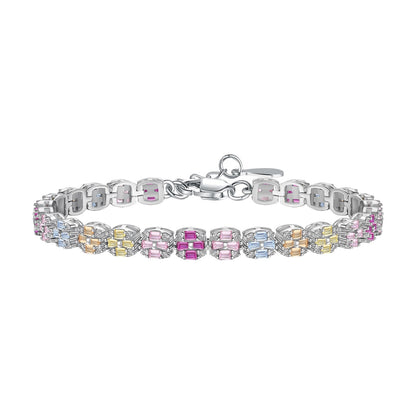 [Love Aura]Delicate Colorful Emerald Cut Daily Bracelet