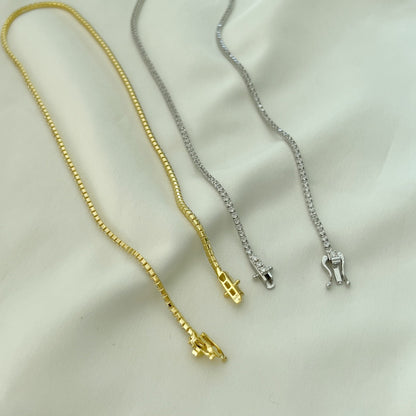 [Love Aura]Delicate Round Shape Tennis Necklace