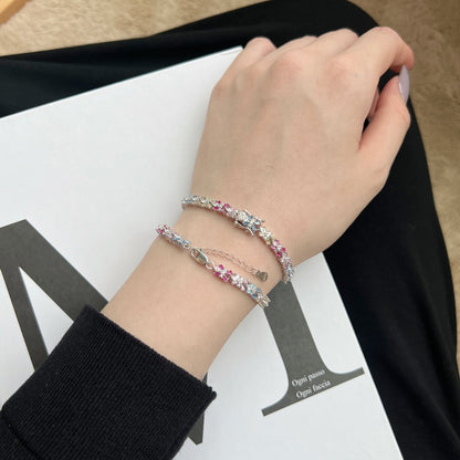 [Love Aura]Radiant Colorful Emerald Cut Party Bracelet