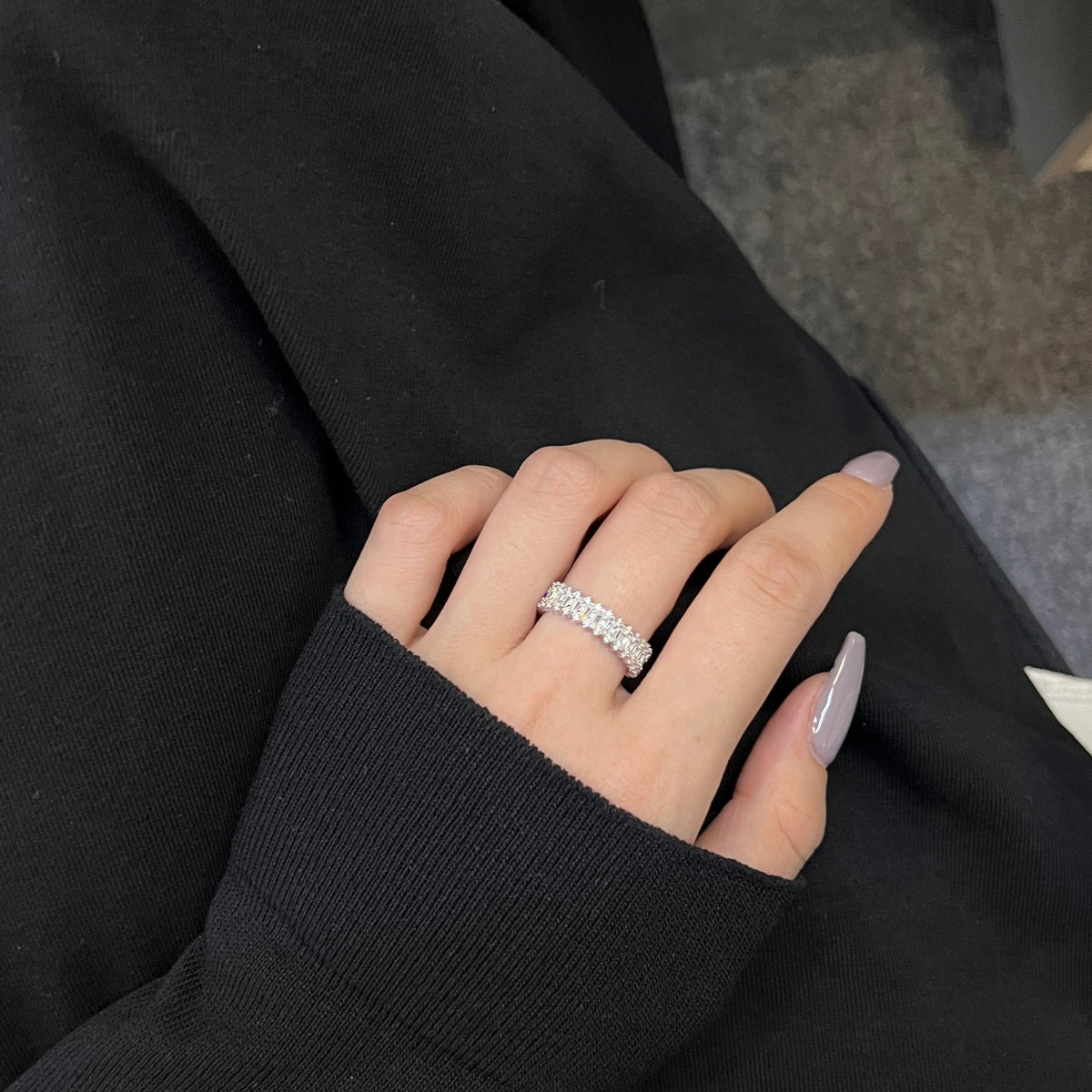 [Love Aura]Splashy Ornate Emerald Cut Cocktail Ring