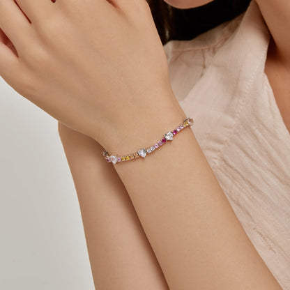 [Love Aura]Romantic Heart Shape Round Cut Lover Bracelet