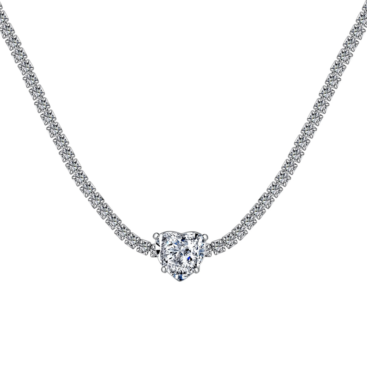 [Love Aura]2.0 Carat Sparkling Tennis Heart Cut Necklace