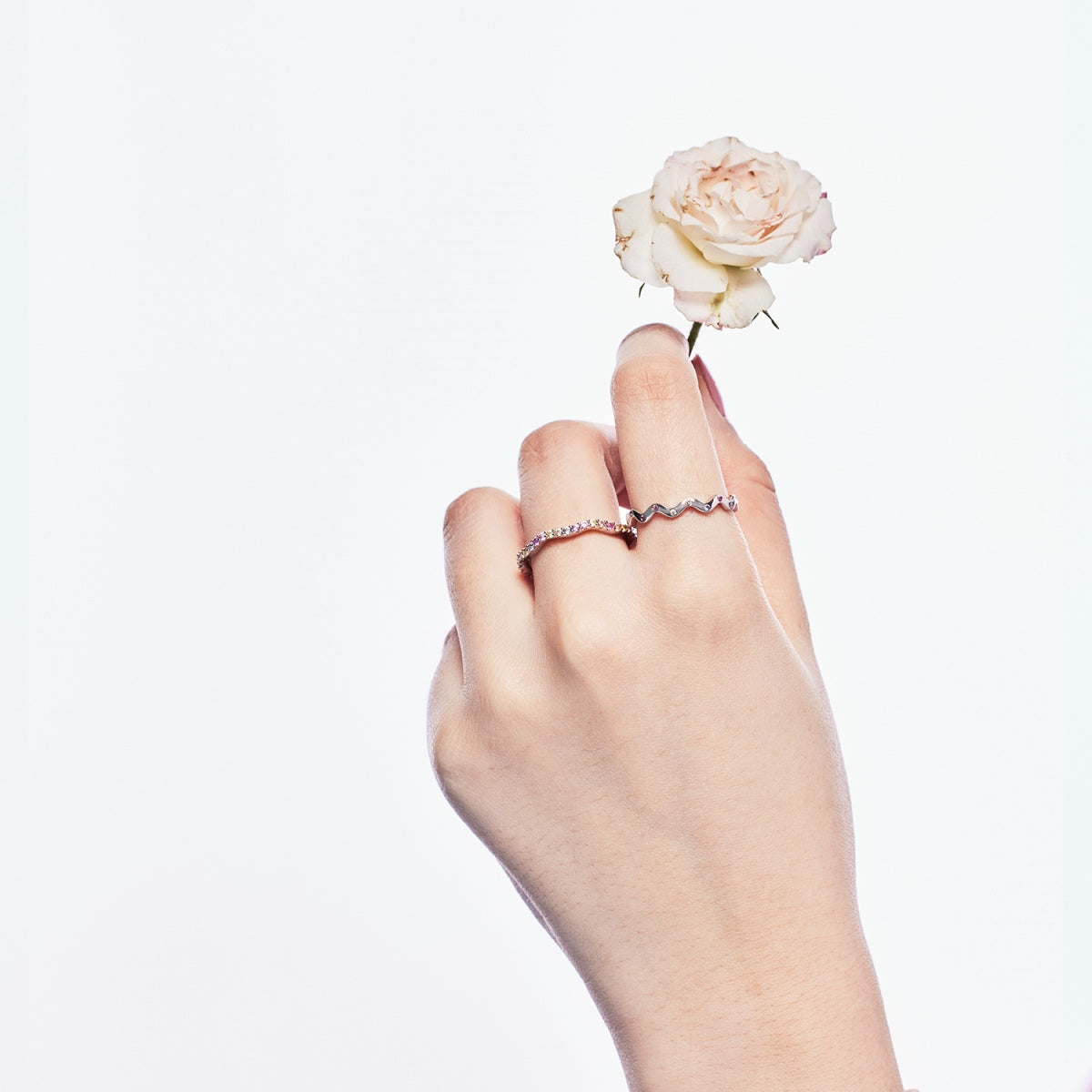 [Love Aura]Dainty Colorful Round Cut Party Ring
