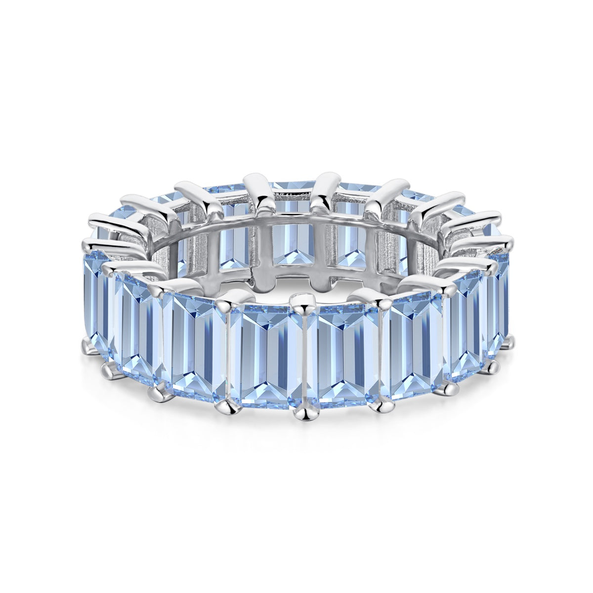 [Love Aura]0.75 Carat Elegant Emerald Cut Tennis Ring