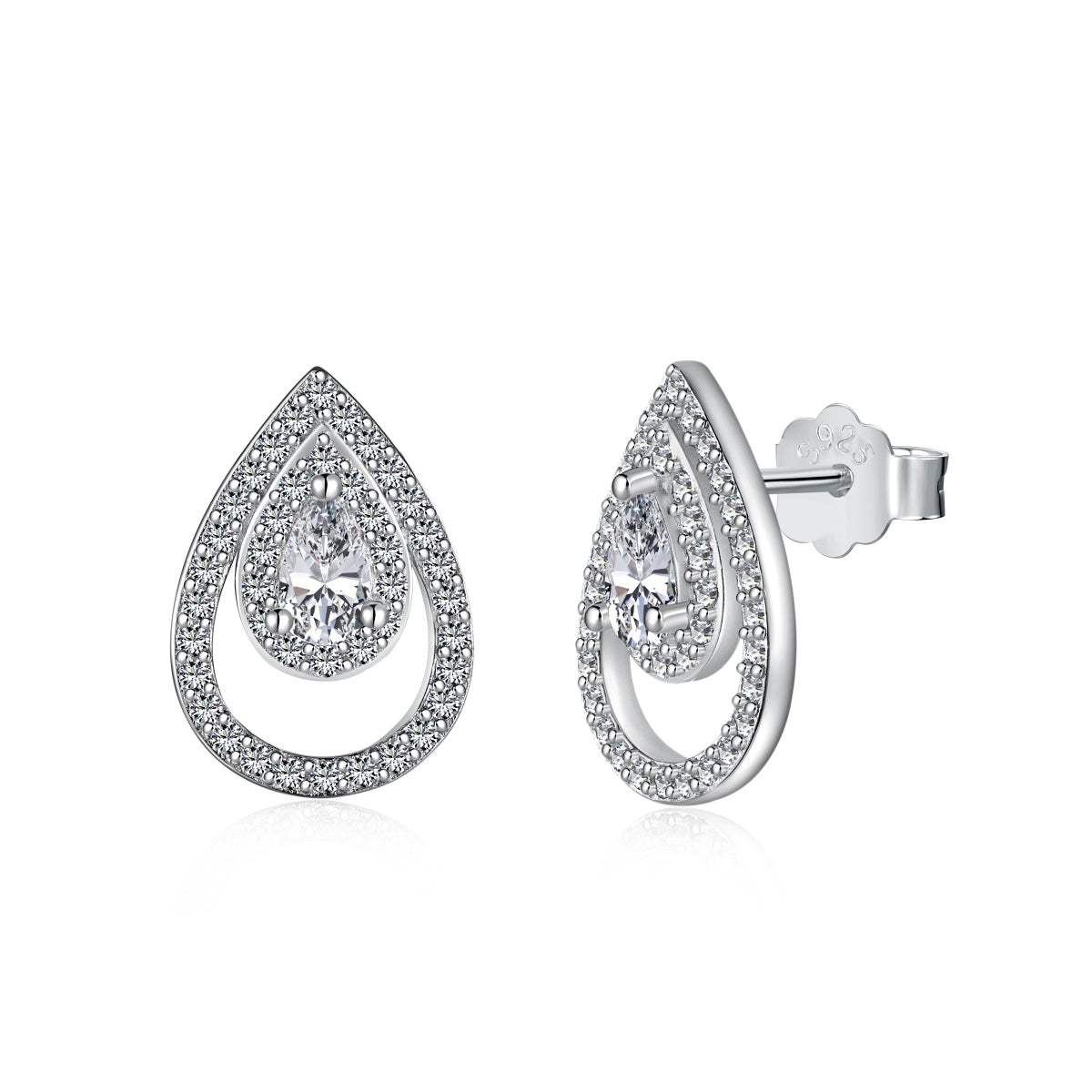 [Love Aura]Sparkling Delicate Water Drop Shape Daily Earrings