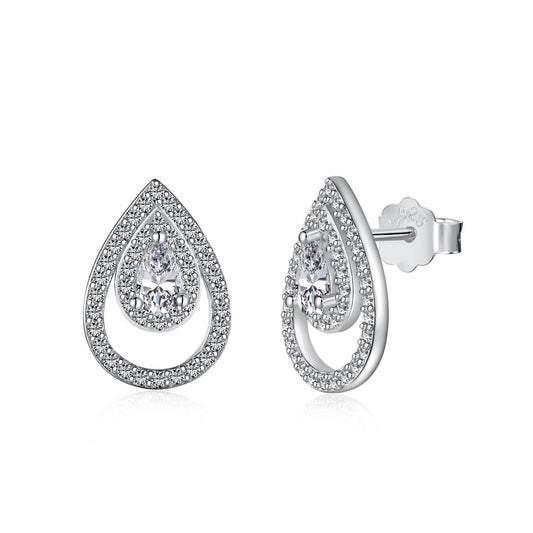 [Love Aura]Sparkling Delicate Water Drop Shape Daily Earrings