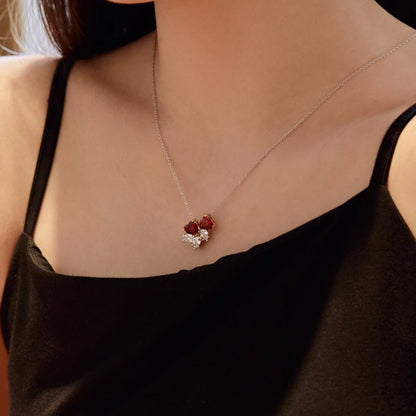 [Love Aura]Dainty Red Heart Necklace