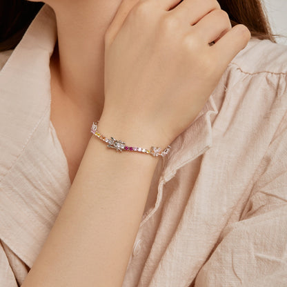 [Love Aura]Ornate Colorful Butterfly Shape Round Cut Daily Bracelet