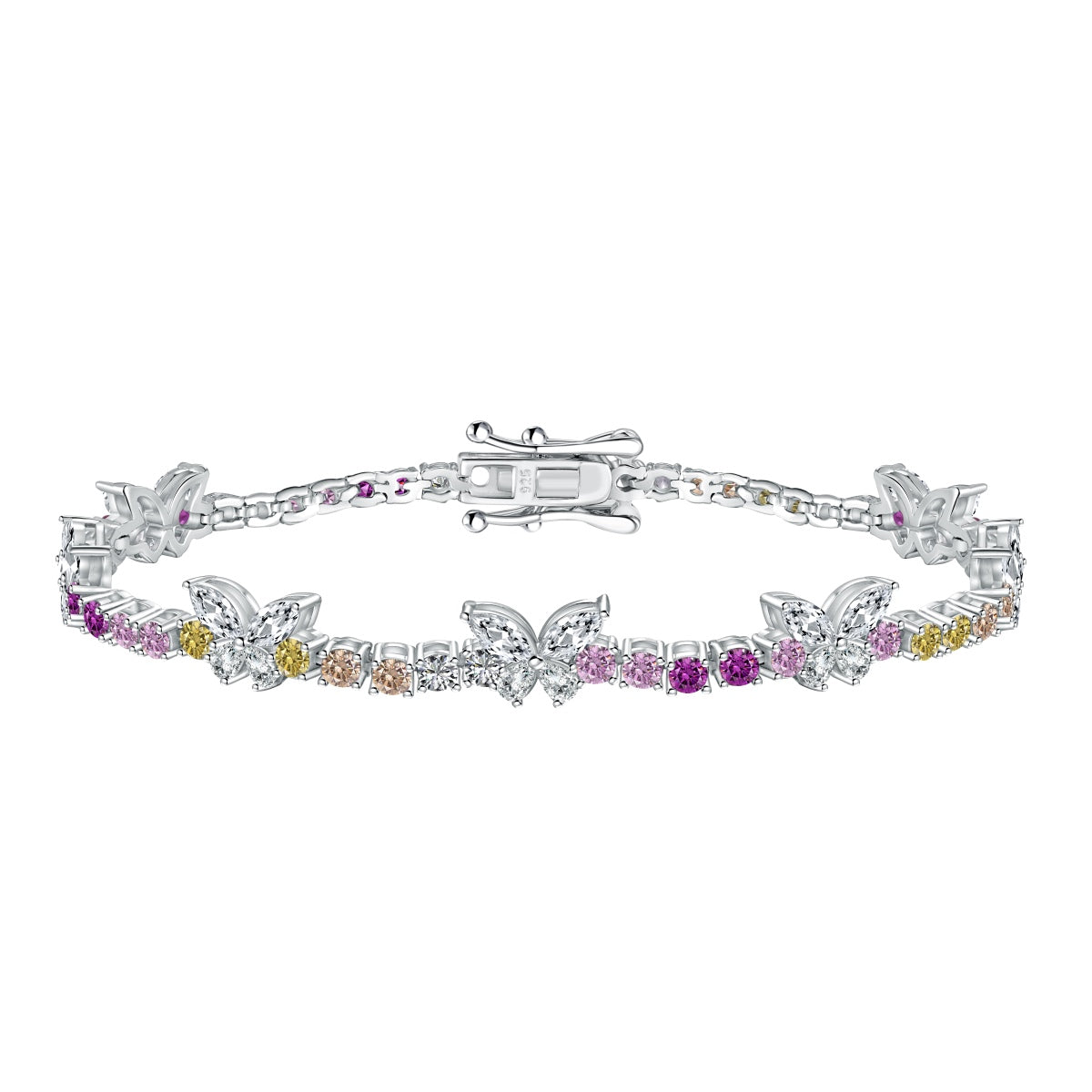 [Love Aura]Ornate Colorful Butterfly Shape Round Cut Daily Bracelet