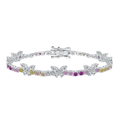 [Love Aura]Ornate Colorful Butterfly Shape Round Cut Daily Bracelet