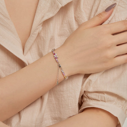 [Love Aura]Ornate Colorful Butterfly Shape Round Cut Daily Bracelet