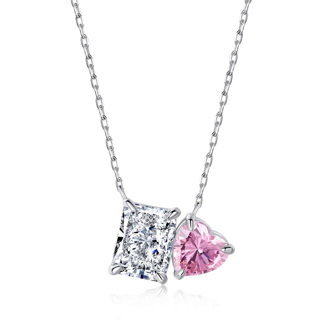 [Love Aura]Dazzling Square & Heart Shape Necklace