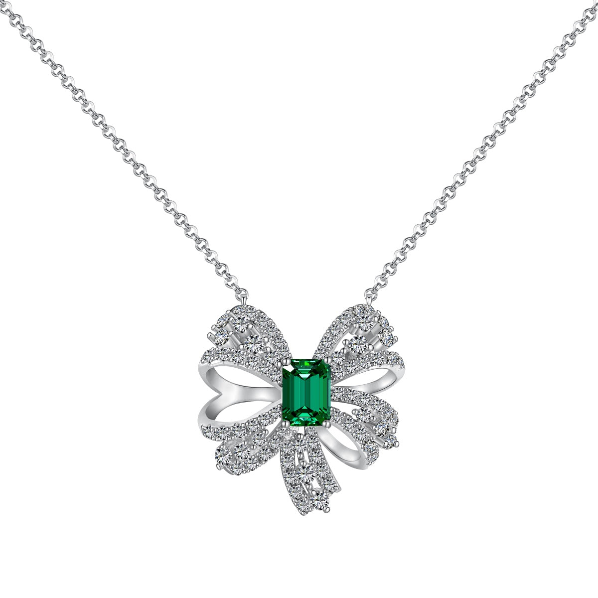[Love Aura]Luxurious Flower Shape Emerald Cut Necklace