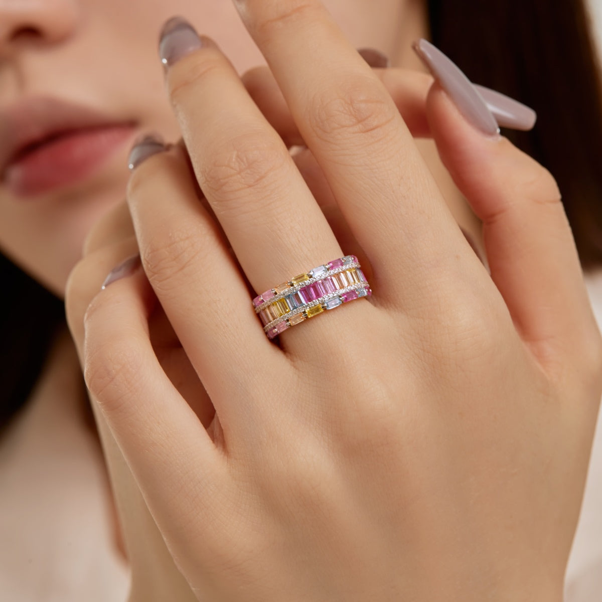 [Love Aura]Dazzling Colorful Radiant Cut Party Ring