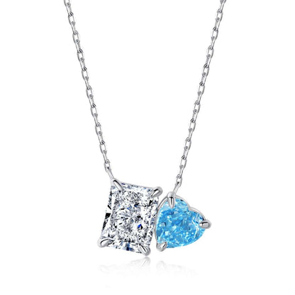 [Love Aura]Dazzling Square & Heart Shape Necklace