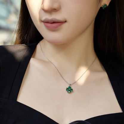 [Love Aura]Heart-Shaped Four-Leaf Clover Bead Necklace